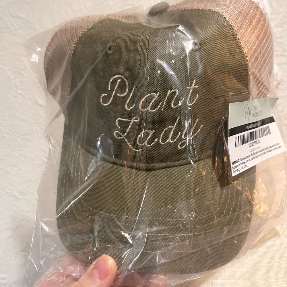 Green and Pink 'Plant Lady' Cap